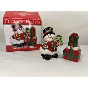 Fitz And Floyd Merry Christmas Snowman Salt And‎ Pepper Shakers